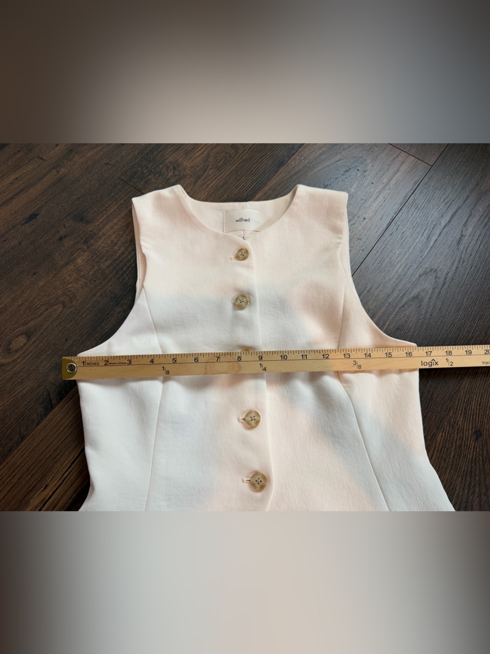 Aritzia Wilfred Women’s Regal Vest Crepette Matte Pearl Size 6 - Picture 10 of 10